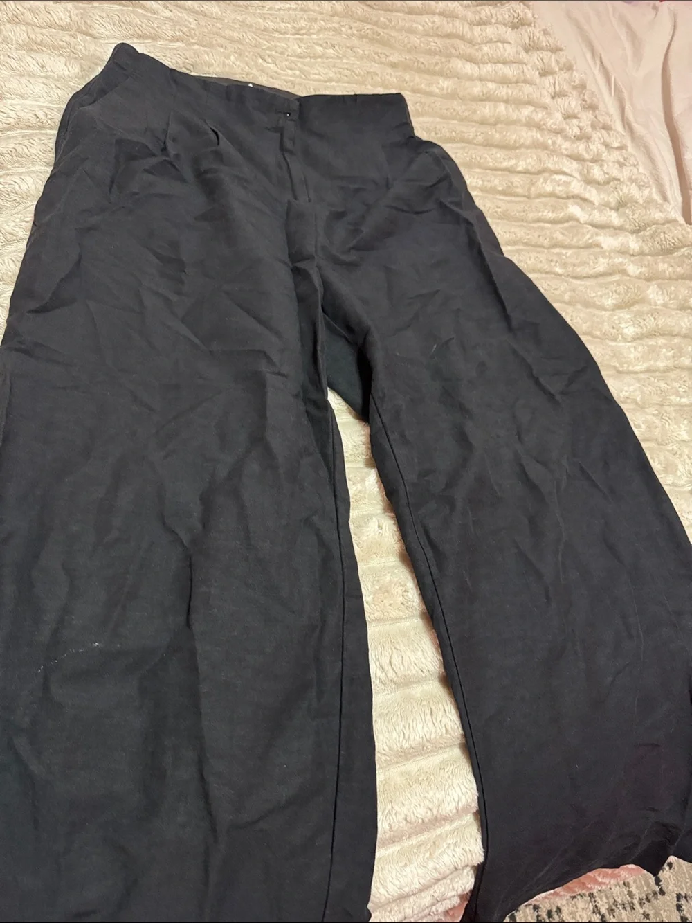 H&M Black Wide Leg Linen Women's Pants